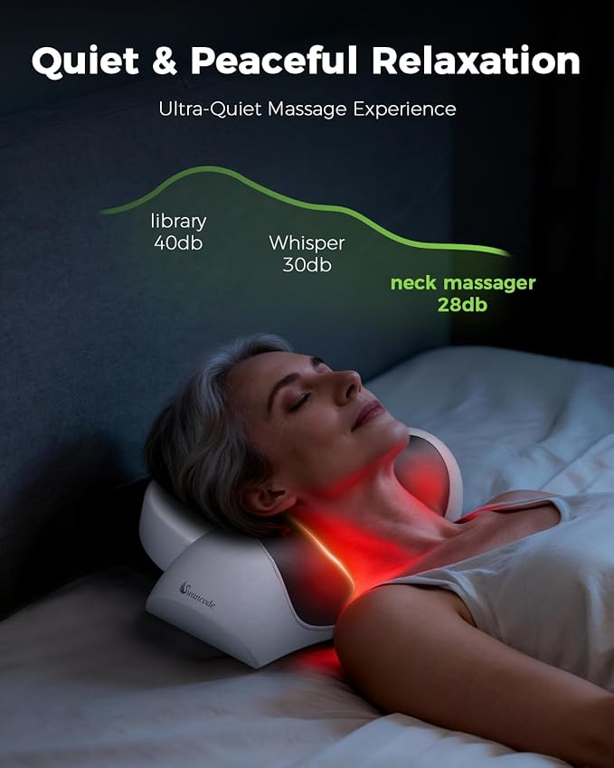 Upgraded 3-in-1 Neck Massager Pillow with Heat, Portable Cordless Neck Massager for Pain Relief Deep Tissue, Rechargeable Pillow Massager for Neck & Shoulder Relaxation at Home/Office/Travel