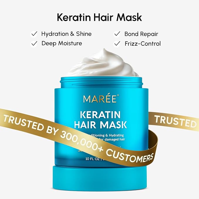 MAREE Deep Conditioning Purple Hair Mask for Blonde Hair 2 PACK – Purple Toner for Brassy, Bleached, Silver, or Color Treated Hair – Keratin Hair Treatment – Matizador Para Cabello Rubio