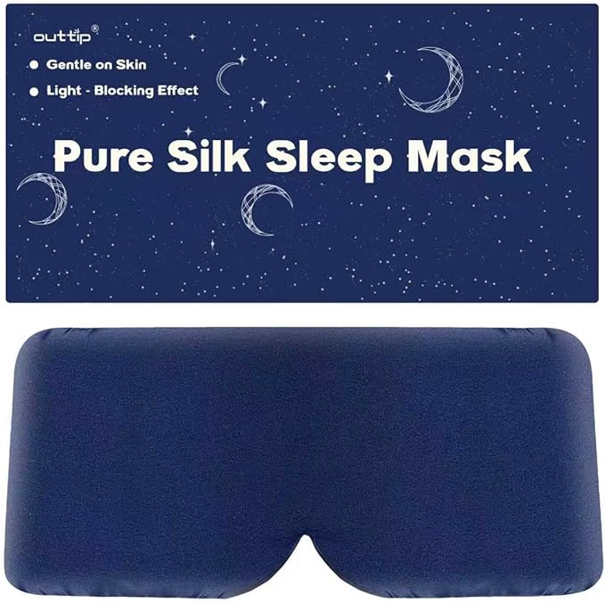 100% Mulberry Silk Sleep Mask for Women & Men Beauty Sleep, Adjustable Blindfold Silk Eye Mask for Sleeping Side Sleepers, Soft Pressure-Free Design for Home, Travel, Office, Napping, Christmas Gift