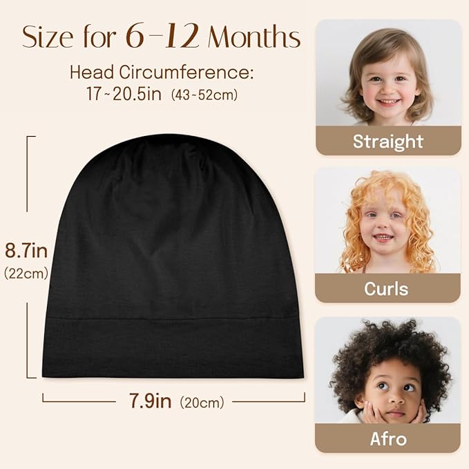 OLESILK Silk Baby Bonnet 6-12 Months: 100% Mulberry Silk & Modal, Anti-Frizz for Curly Hair, Adjustable Fit Growing Toddler