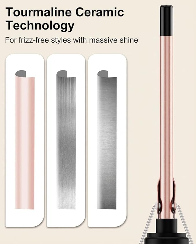 3/8 Inch Small Curling Iron Wand for Short & Long Hair, Ceramic Small Barrel Curling Iron 9mm Thin Curling Wand for Tight Curls with 5 Adjustable Temperature, Heat Resistant Glove Included