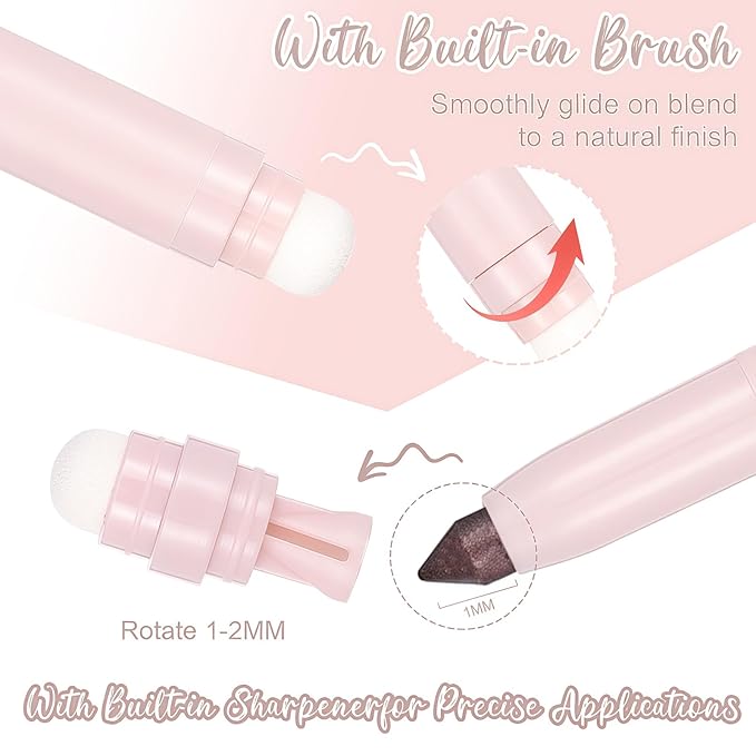 2in1 Cream Eye Shadow Brightener Sticks for Eyes, Neutral Highlighter High Pigmented Makeup with Blending Brush Built-in Sharpener, Long Lasting Eye Makeup sombras en crema para ojos #Millet yellow