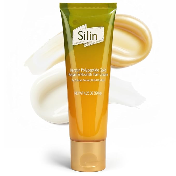 blue fresh Silin Repair Hair Mask for Dry, Damaged & Color – Treated Hair – Deep Conditioning Hair Treatment with Keratin, Amino Acids & Olive Oil, Frizz - Control, Soft & Shiny Results, 4.23 fl oz | Keratin, Conditioning, Natural, Hydrating, Floral Sc...