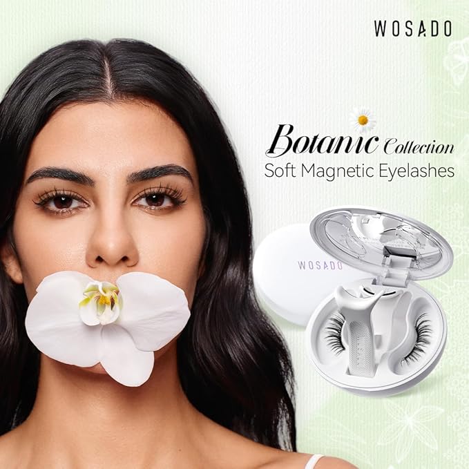 WOSADO Magnetic Eyelashes with Applicator Kit, [Peony] 22mm Reusable Glue-free Wispy Magnetic Lashes, Cruelty-free False Lashes, Waterproof, Lightweight, Suit for Heavy Makeup