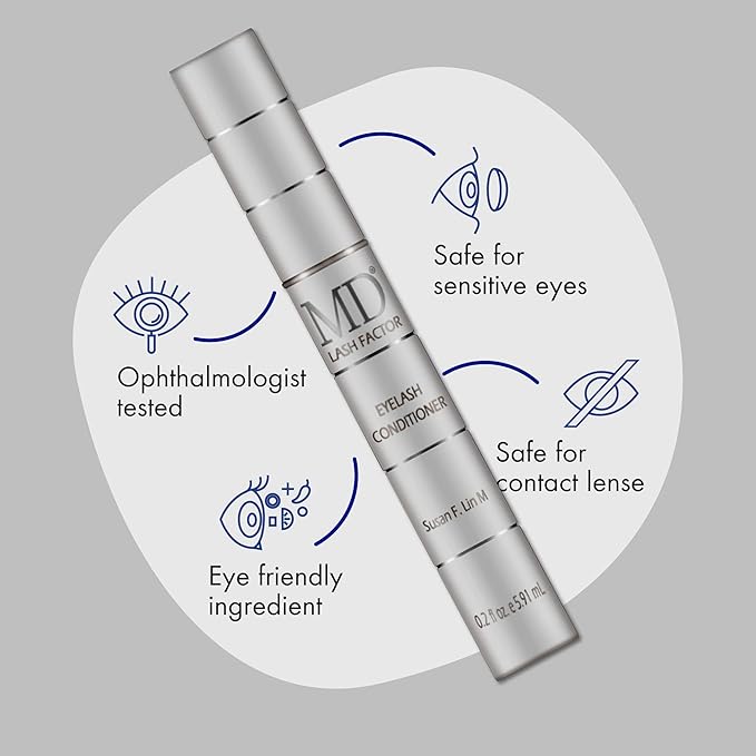 MD Lash Factor Eyelash Growth Serum| Enhances Your Natural Lashes For A Fuller, Longer & Denser Look | Eyelashs Enhancer for Women | 0.2 Fl Oz - 6 Month Supply
