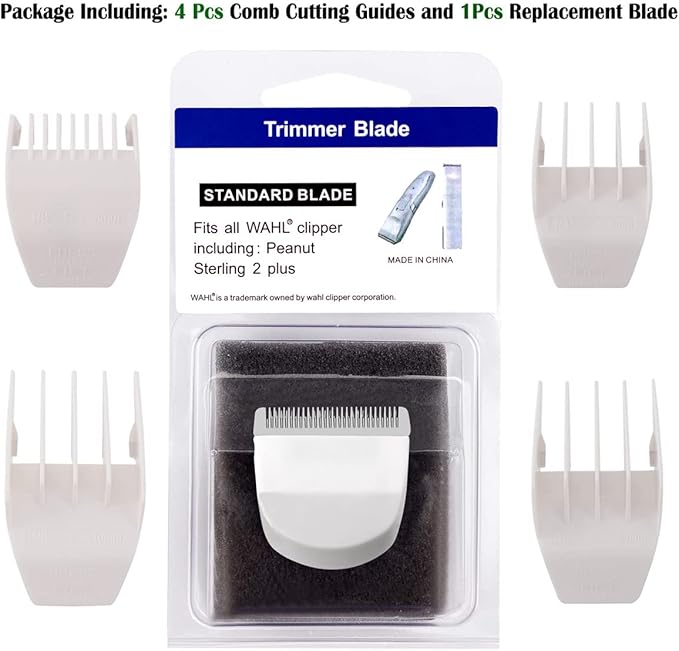 2 Pack Professional Peanut Clipper/Trimmer Snap On Replacement Blades #2068-300 - Compatible with Wahl Peanut Hair Clipper/Trimmer, Black (White 2 Pcs)