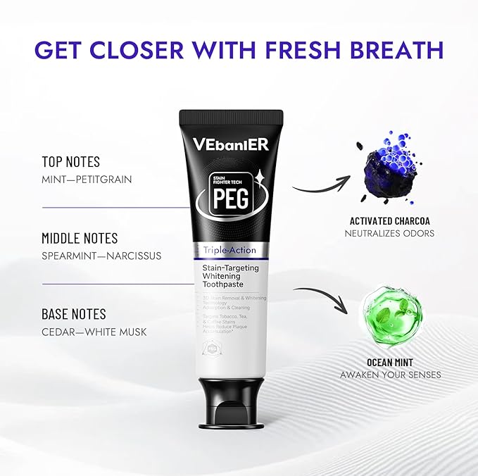 Natural Teeth Whitening Toothpaste with Activated Charcoal, Fluoride Free Deep Stain Remover for Coffee & Smoking, Fights Plaque & Bad Breath, Enamel Safe for Sensitive Teeth, Mint Flavor, 7.14 oz