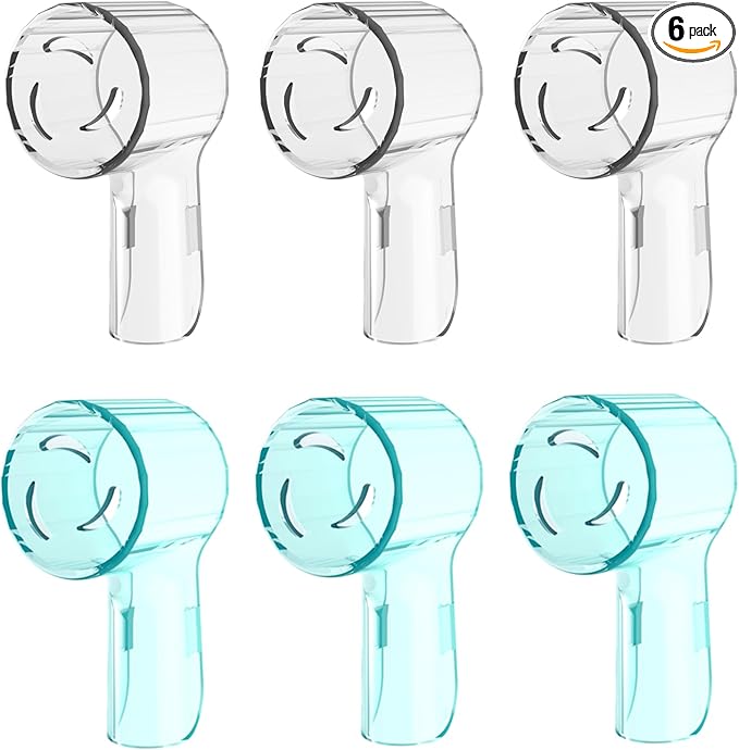 6 Pack Toothbrush Dustproof Cover Compatible with Oral B iO Ultimate Clean Gentle Care Replacment Heads and iO Series 3 4 5 6 7 7G 8 9 Electric Toothbrush, (Transparent+Cyan)
