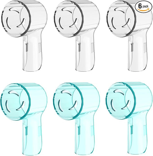 6 Pack Toothbrush Dustproof Cover Compatible with Oral B iO Ultimate Clean Gentle Care Replacment Heads and iO Series 3 4 5 6 7 7G 8 9 Electric Toothbrush, (Transparent+Cyan)