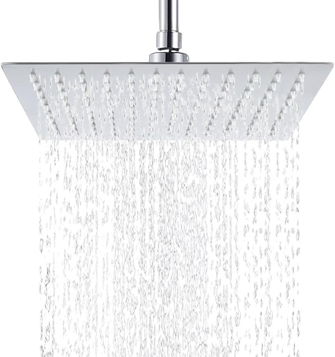 12 Inch Rain Shower Head, High Pressure Stainless Steel Bath Shower, Ultra Thin Rainfall Showerhead Waterfall Body Covering