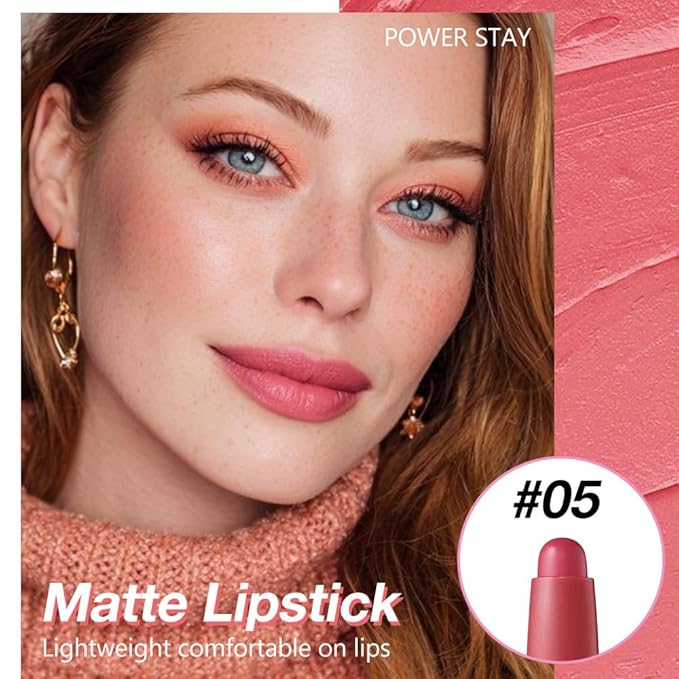 IATMOMOD Coral Red Matte Lipstick Crayon, Long Lasting Waterproof Velvet Lip Liner Pencil, High Pigment Non-Drying 24H Cruelty-free Lip Makeup