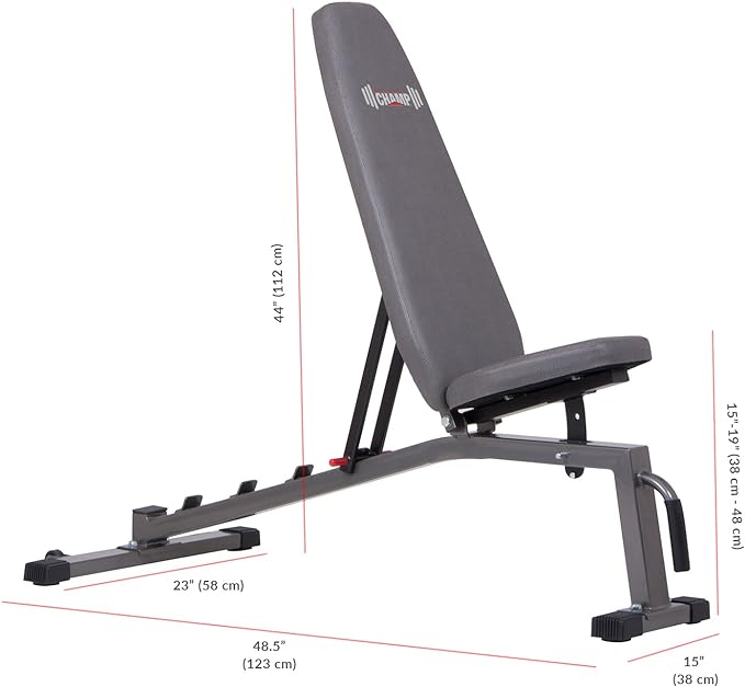 Body Champ Olympic Weight Bench with Squat Rack Included PRO3900, Grey