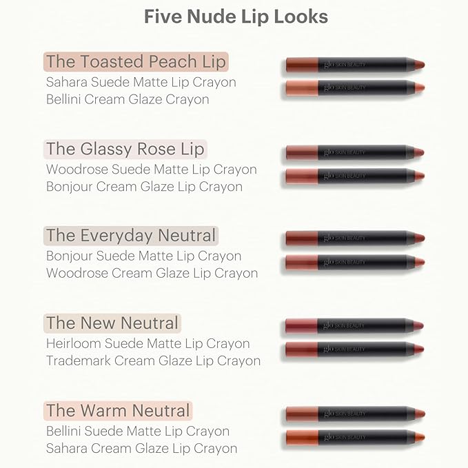 Glo Skin Beauty Suede Matte Lip Crayon (Heirloom) - Longwearing Formula Stays On All Day, With Conditioning Shea Butter + Mango Seed Oil for a Velvety Smooth Finish