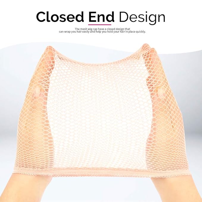 FANDAMEI Wig Cap, 4PCS Light Brown Mesh Wig Cap Net, Closed End Hair Mesh Net Wig Caps, Liner Weaving Caps for Women, Men, Kids