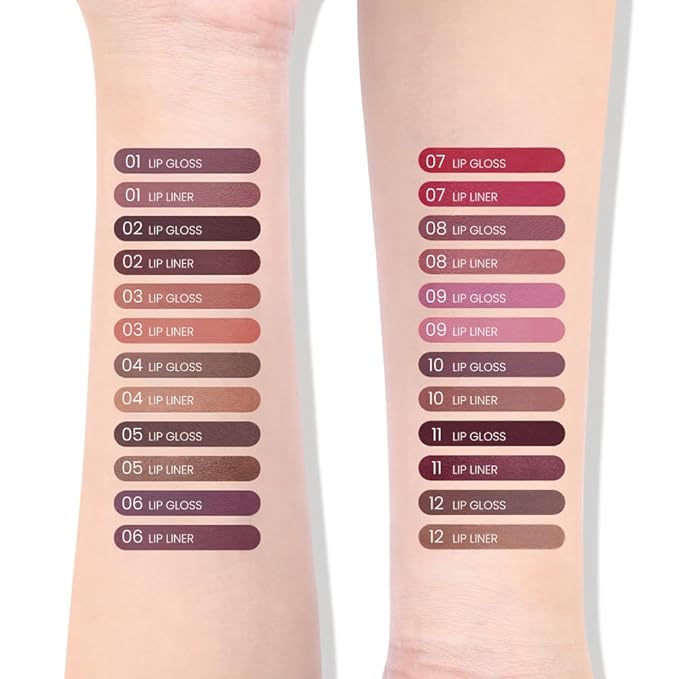 AMY'S DIARY 2pcs Lip Liner & Lipstick&Shiny Clear Lip Oil Makeup Set, Liquid Lipstick 24H and Lip Liner Set Matt Liquid Lips Make Up Waterproof Long Lasting (03#, 2 Pcs Set)