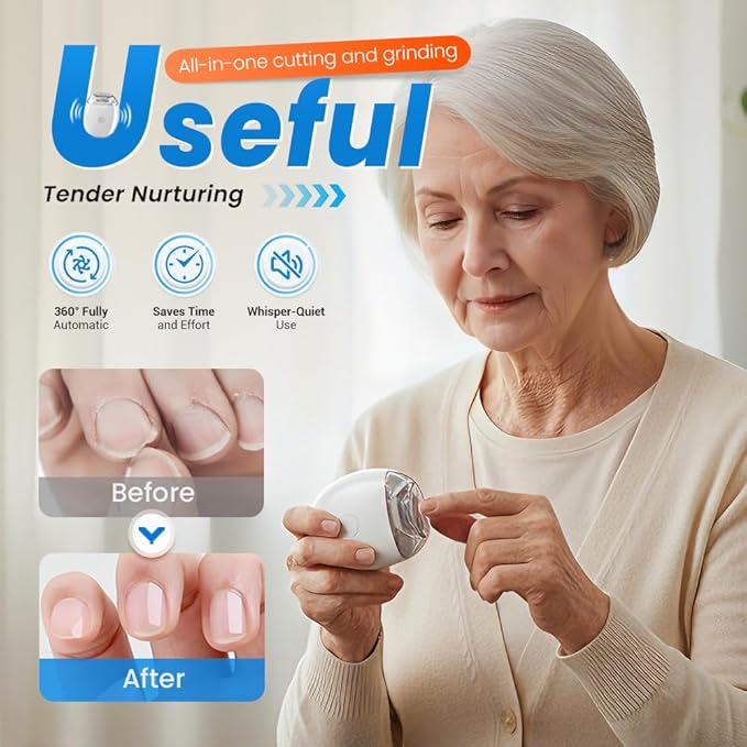 2026 New Universal Automatic Fingernail Grinder, USB Rechargeable Electric Nail Clipper with LED Light and 3 Speeds, 360° Silent Auto Fingernail Cutter and Polishing Trimmer, for Whole Family (2pcs)