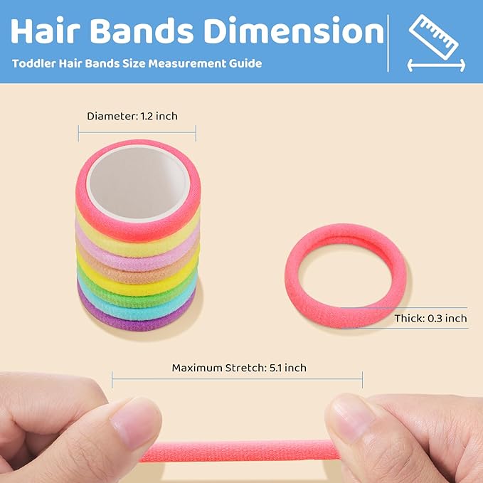 150PCS Baby Hair Ties, IKOCO Small Hair Ties for Little Girls Kids No Crease Seamless Colorful Ponytail Holders,8 Candy Colors