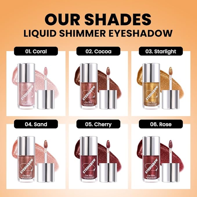 Golden Liquid Metallic Glittler Shimmer Eyeshadow, Longwear Eye Makeup For Older Women, Buildable Highly Pigmented & Blendable Eye Shadow Cream in Shimmer Finishes, Vegan & Cruelty-Free (Golden)