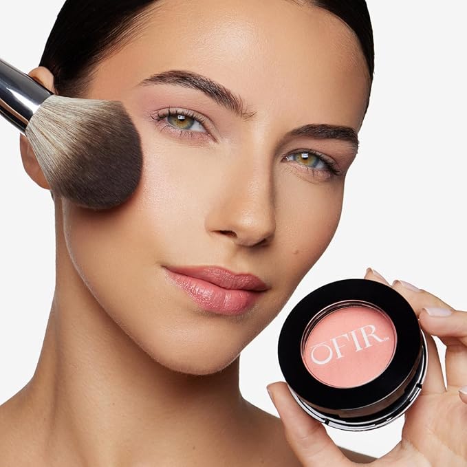 OFIR Elation Powder Blush for Cheeks | Buildable Pigment Adds Radiant Tone | Blurring Powder Softens Lines | Lightweight Texture for Lasting Glow | Apricot - Subtle Peach with Warm Undertones 0.13 Oz