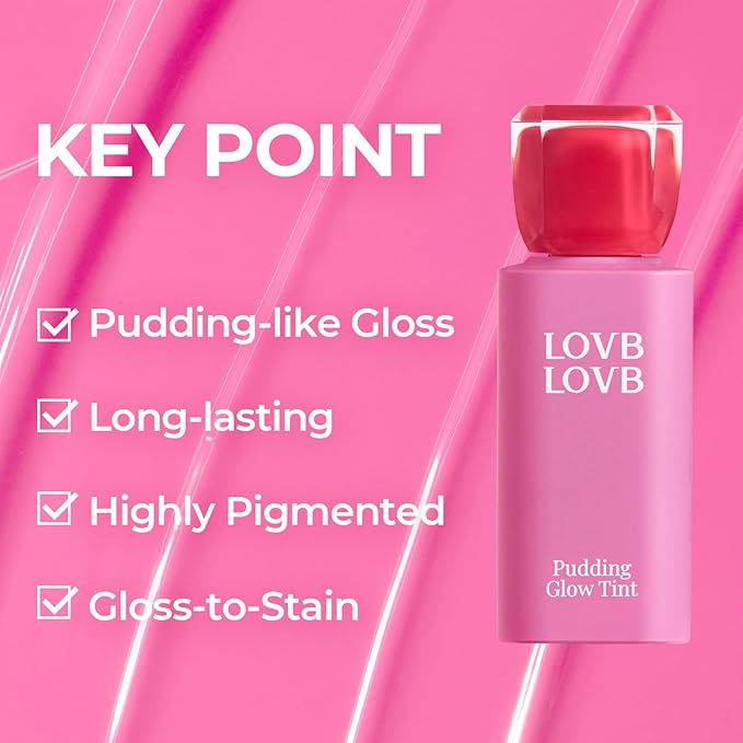 Pudding Glow Korean Lip Tint | Natural Lip Stain | Gloss to Stain | Long-Lasting & Non-Sticky | Lightweight Lip Tint | 0.14 oz. (04 SUNSET BEIGE)