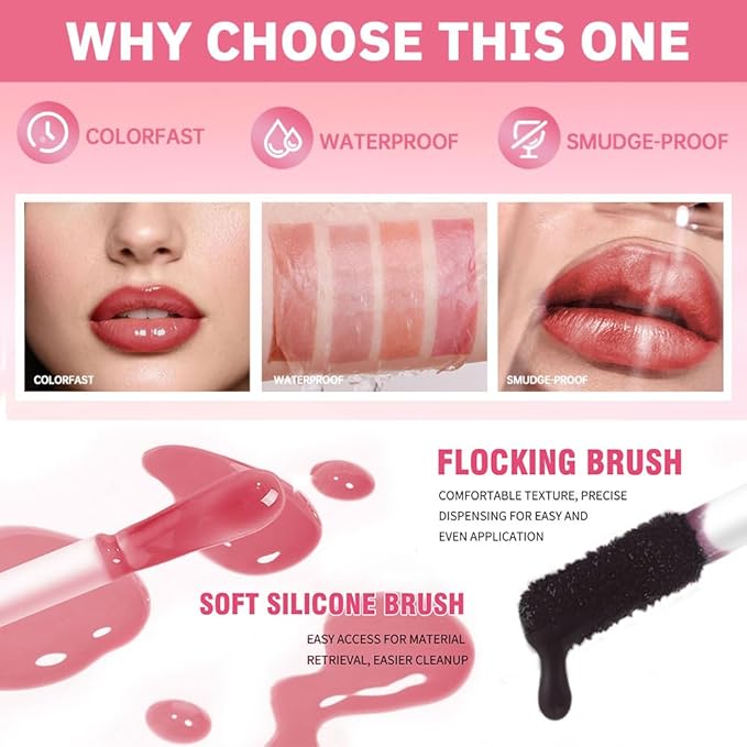 Peel Off Lip Liner & Gloss – Long-Lasting Smudge-Proof Mocha Cocoa Lip Tint & Lip Stain Liner with Hydrating High Shine Gloss for Defined, Fuller Brown Nude Lips – Waterproof Soft Glam Lip Makeup