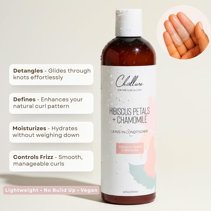 challure Curl Defining Leave-In Conditioner with Hibiscus and Chamomile - Detangles, Moisturizes & Controls Frizz for Curly & Coily Hair - Vegan, Sulfate-Free, 12 oz