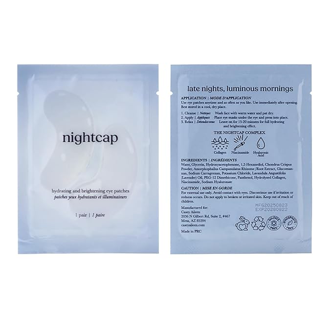 Casey Aileen Nightcap Under Eye Patches – Cooling Hydrogel Eye Masks for Puffy Eyes, Dark Circles & Tired Skin – Collagen, Hyaluronic Acid, Niacinimide– 24 Pair Set