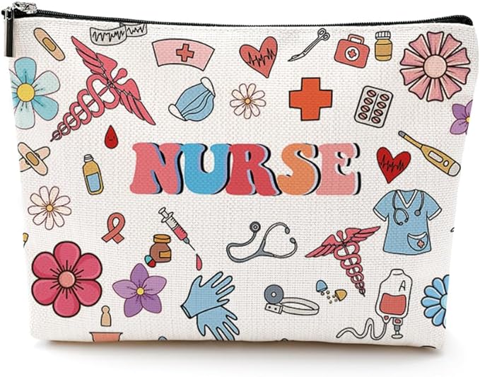 VICBOU Inspired Nurse Gifts Makeup Bag Nurse Accessories for Work Nurse Practitioner Nurse Gifts for Women Coworker Colleague Cosmetic Bag Rn Gifts for Nurses Nursing Graduation Nurses Week Birthday