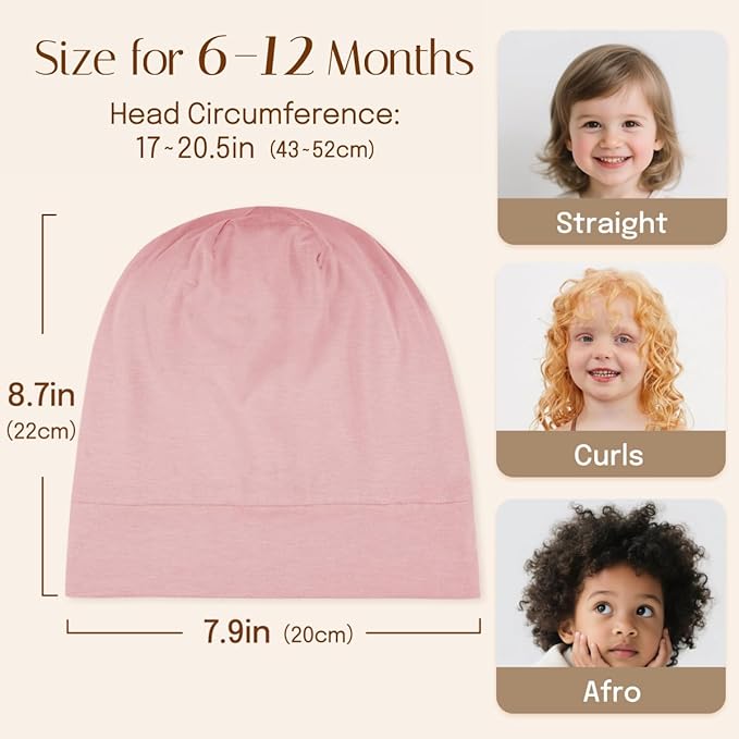 OLESILK Silk Baby Bonnet 6-12 Months: 100% Mulberry Silk & Modal, Anti-Frizz for Curly Hair, Adjustable Fit Growing Toddler