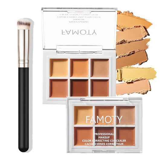 6 Color Correcting Concealer Palette With Concealer Brush,