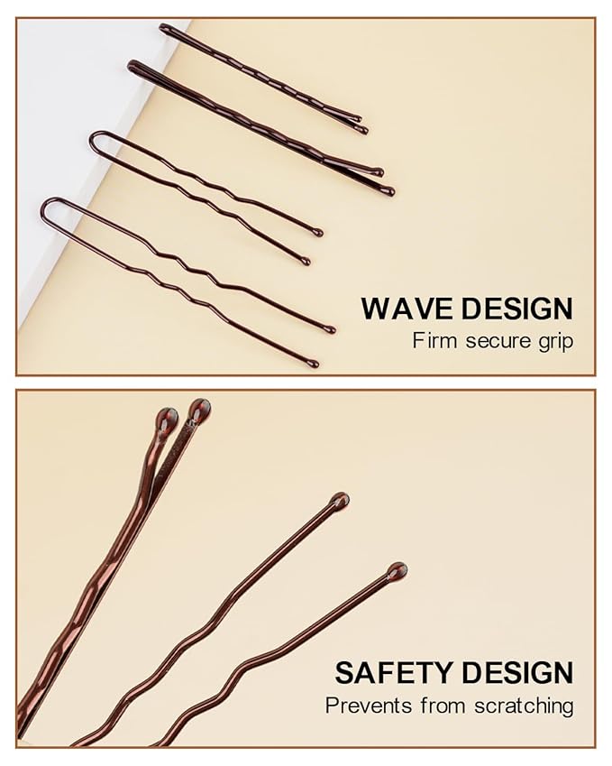 MAORULU Hair Bobby Pins with Cute Case, 250 CT Hair Pins for Buns, Premium U Hair Accessories for Women, Girls and Kids, Great for All Hair Types (Variety U & Bobby Pins Brown)