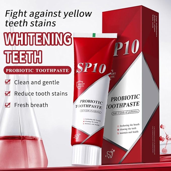 SP 10 Probiotic Toothpaste for Whitening & Gum Health – Natural Fluoride-Free Formula for Fresh Breath & Oral Hygiene