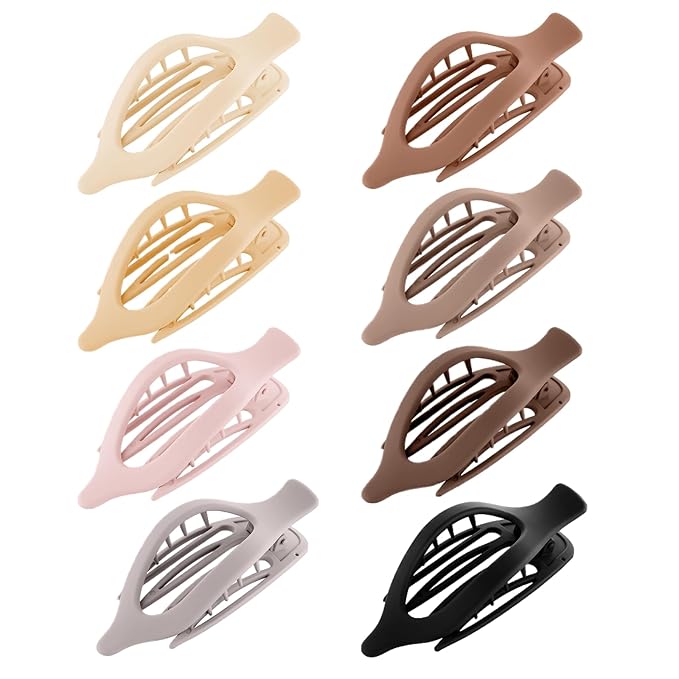 Flat Hair Clips for Women-8Pcs Large Matte No-Slip French Concord Claws, Accessories for Thick & Thin Hair (Neutral, Oval)