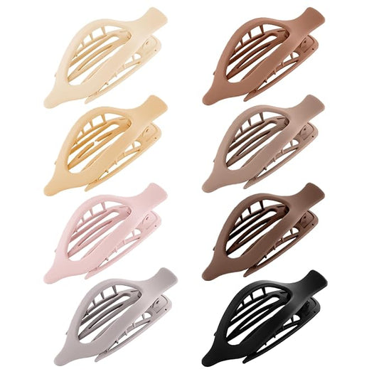 Flat Hair Clips for Women-8Pcs Large Matte No-Slip French Concord Claws, Accessories for Thick & Thin Hair (Neutral, Oval)