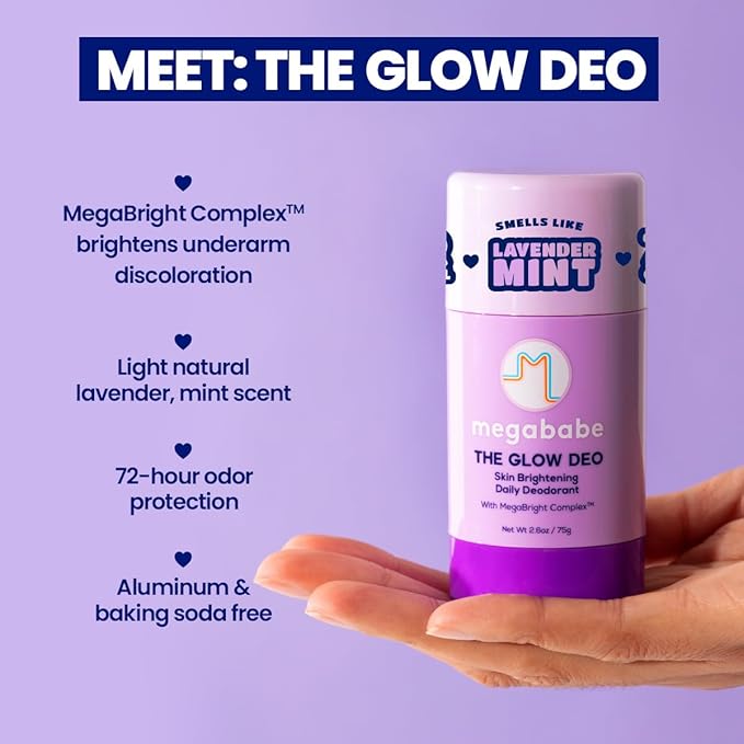 Megababe Daily Deodorant - The Glow Deo with 72 hour Odor Protection | Aluminum-Free, All Natural | MegaBright Complex Brightens Skin | 2.6 oz