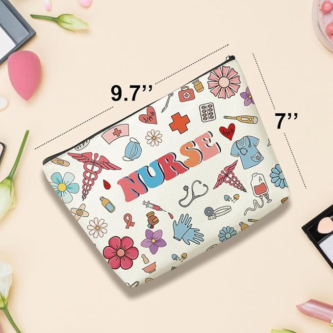 VICBOU Inspired Nurse Gifts Makeup Bag Nurse Accessories for Work Nurse Practitioner Nurse Gifts for Women Coworker Colleague Cosmetic Bag Rn Gifts for Nurses Nursing Graduation Nurses Week Birthday