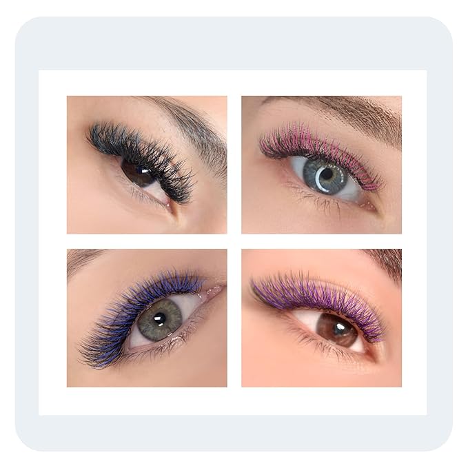3D W Shape Pink Dual Core Premade Fan Eyelash Extensions Volume 2 Tips False Lashes Faux Mink Matte Black Cluster Lash Extensions(0.07 C,8-12mm Pink)