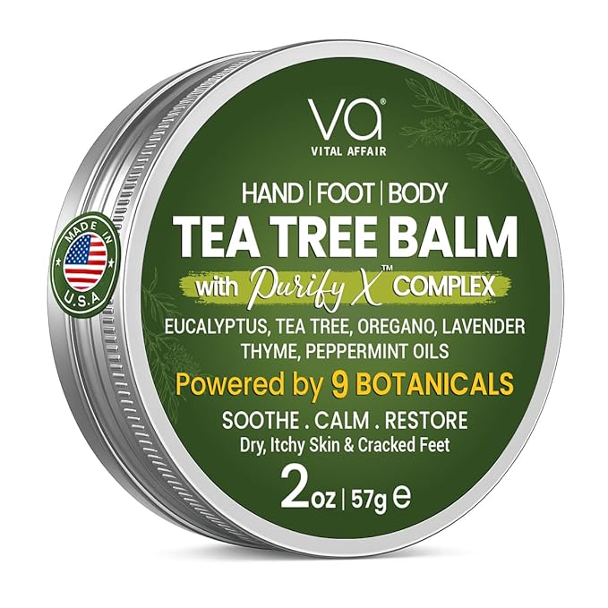 VITAL AFFAIR Tea Tree Oil Balm – Soothing Care for Rashes, Athlete’s Foot, Jock Itch, Bug Bites, Folliculitis, Cracked Feet, Dry, Flaky, Irritated Skin – For All Ages & Sensitive Skin - 2 oz