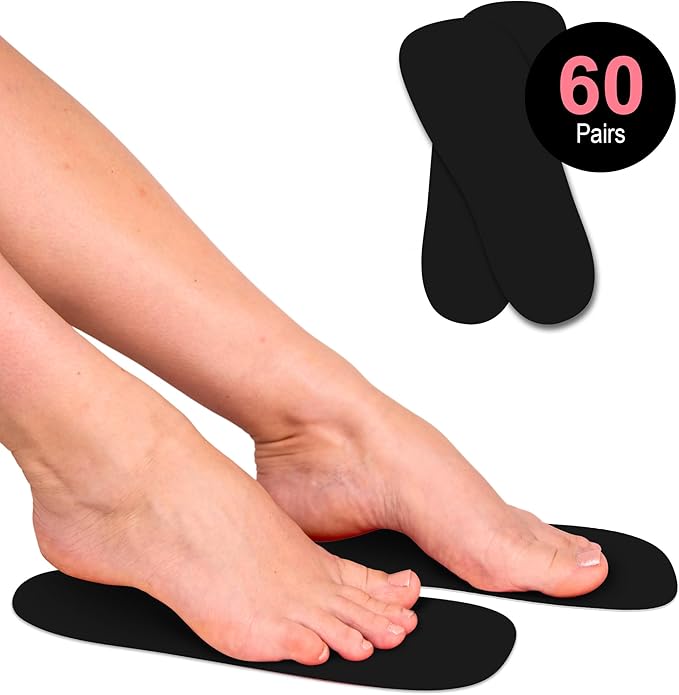 CHNELSS 60Pairs Professional Spray Tan Feet Pads - Disposable Foam Feet Protectors for Tanning Salon Hygienic & Comfortable Feet for Spray Tanning - Spray Tan Foot Covers for Tanning Tent(Black)
