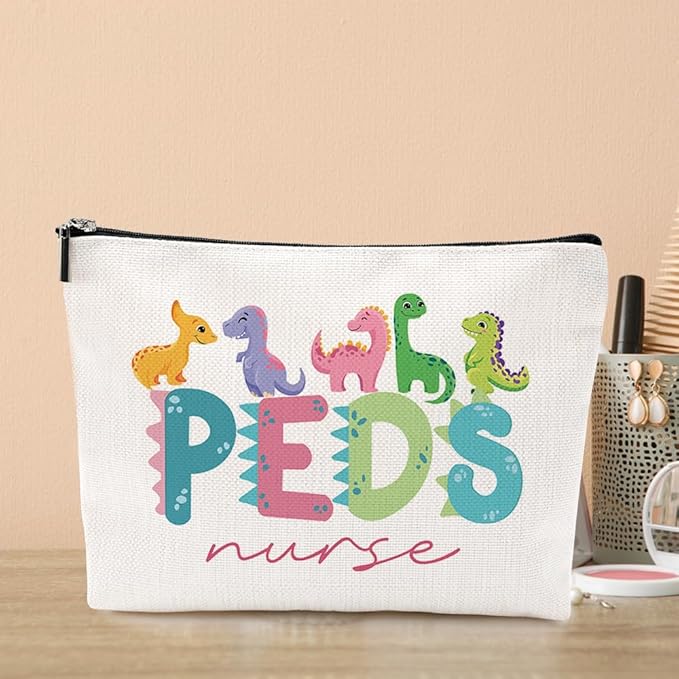 Nurse Gifts Makeup Bag Nurse Accessories for Work Nurse Practitioner Nurse Gifts for Women Pediatric Nurse Dinosaur Cosmetic Bag Rn Gifts for Nurses Nursing Graduation Nurses Week Christmas Birthday
