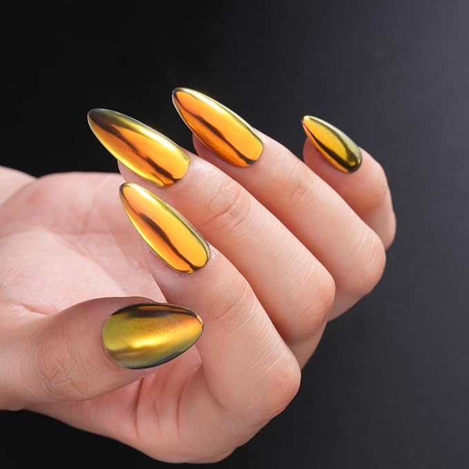 Pretty Diva Sunset Chrome Nail Powder, Memaid Unicorn Aurora Iridescent Chrome Nail Powder, Super Glossy Mirror Effect Metallic Nail Chrome Powder Manicure Pigments for Nail Art Glitter (Sunset)