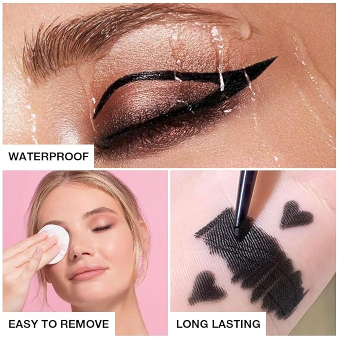 Automatic Black Eyeliner Pencils, 6PCS Eye Liner Shadow Brow Pen for Women – Multi-Use Auto Cream Smooth Matte Blackest Pen, Vegan (ZC)