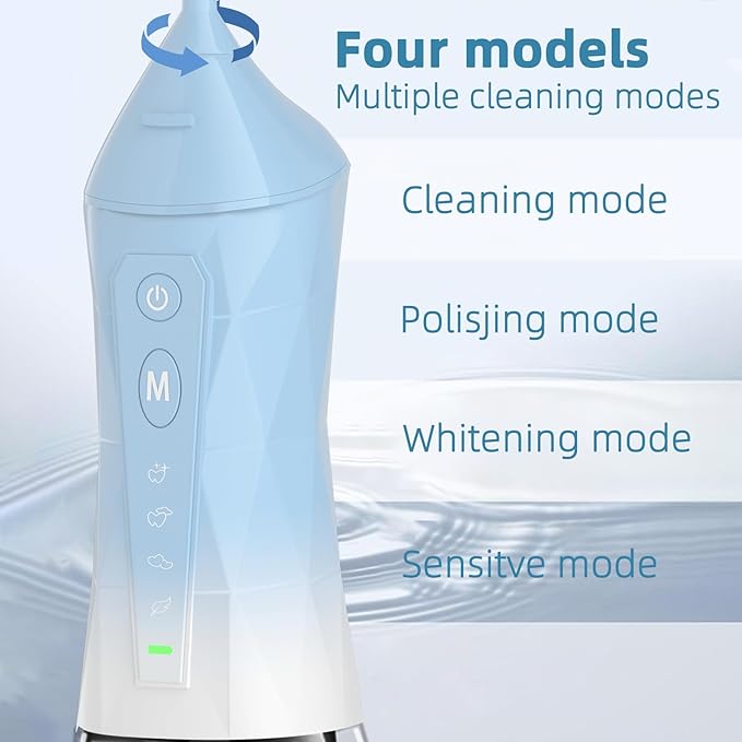 Water flosser+Electric Toothbrush Combination Set -5-Speed Sonic Electric Toothbrush, 4-Speed Portable Water flosser, Super Waterproof, a Great Gift for Friends (Blue)
