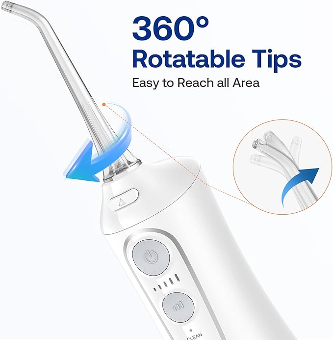 Bitvae C6 Water Dental Flosser for Teeth, Rechargeable Cordless Water Flosser, IPX7 Waterproof Braces Flossers Cleaner, 3 Modes 5 intensities, Advanced Water Dental Picks for Cleaning, White