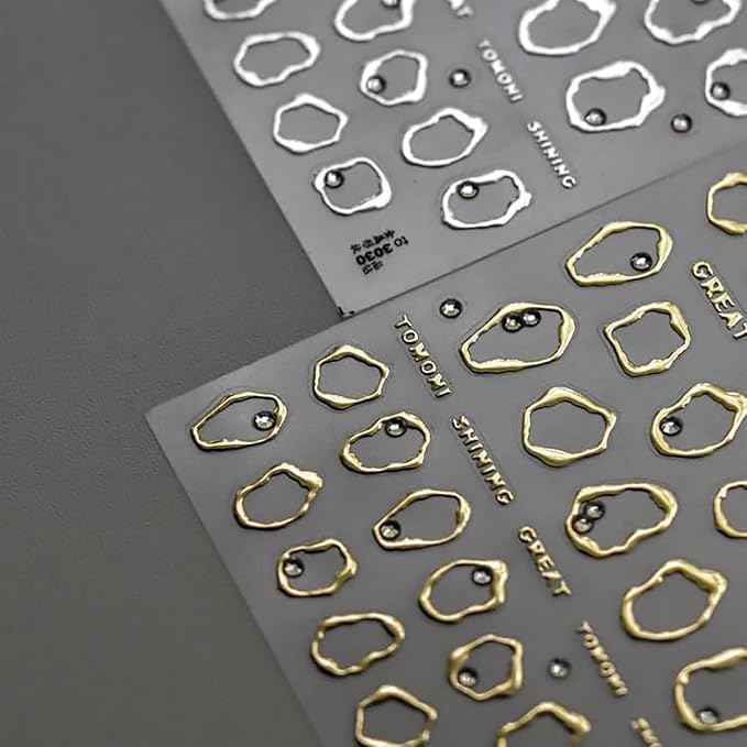Gold Nail Art Stickers 5d Embossed Gold Nail Decals for Nail Art Designs Self Adhesive Silver Nail Stickers Decals Rhinestone Nail Supplies for Women DIY Manicure Accessories 2Pcs