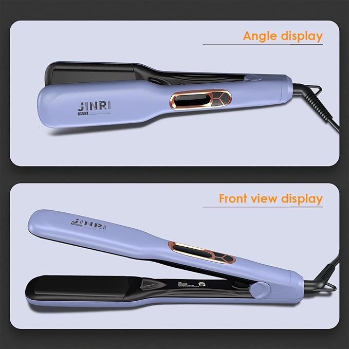 JINRI Hair Iron, Hair Brush, Pumped-Up Volume, Adjustable Temp, 360 ° Tail Rotation, Lasting Volume, for Short Or Thin Hair, Dual Voltage (100-240V), Volumizing Hair Iron, Purple, 1.25 inch