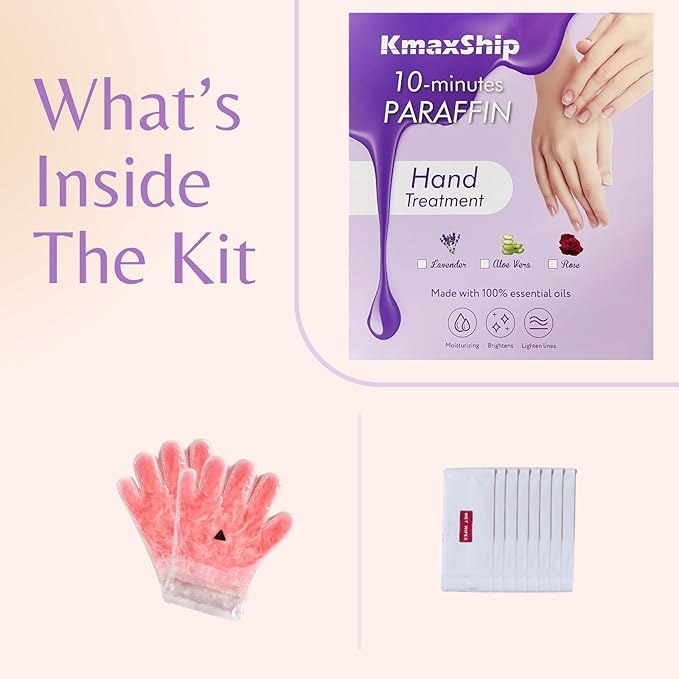 10-Minute Paraffin Hand Treatment, Home Hand Wax Spa Treatment Gloves, Aloe Vera, One-Pair