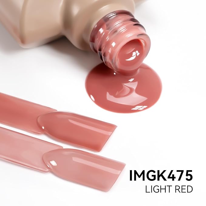 MAYCHAO 15ML Jelly Light Red Gel Nail Polish 1Pc Transparent Gel Polish Soak Off UV LED Translucent Nail Polish Nail Art Starter Manicure Salon DIY at Home, 0.5 OZ