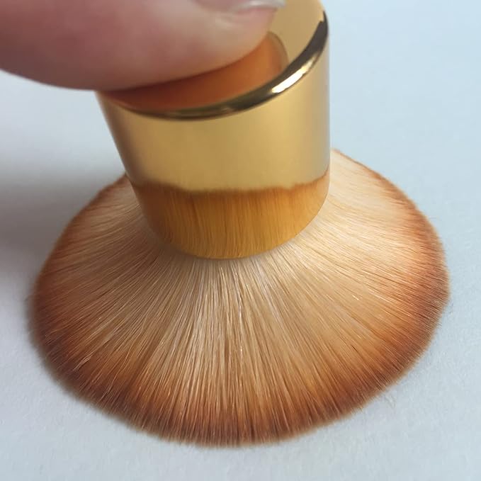 2 Pieces Kabuki Brushes Powder Brush Blush Brush Foundation Brush Bronzer Brush Face Blender Brush Mineral Blending Buffing Concealer Brush Multifunction Cosmetic Tools Portable Makeup Brush (Golden)