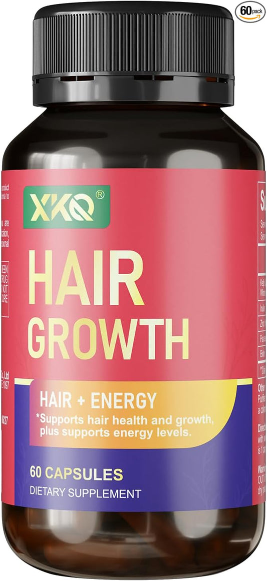 XKQ Hair Growth Supplements, Supports Hair Health & Fullness with Nutrient Replenishing Formula, for Men & Women Seeking Thicker-Looking, Healthier Hair – 2 Month Supply